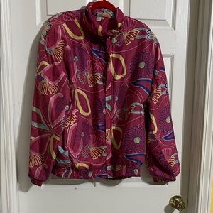 Vintage FUDA International 100% silk floral bomber jacket XL